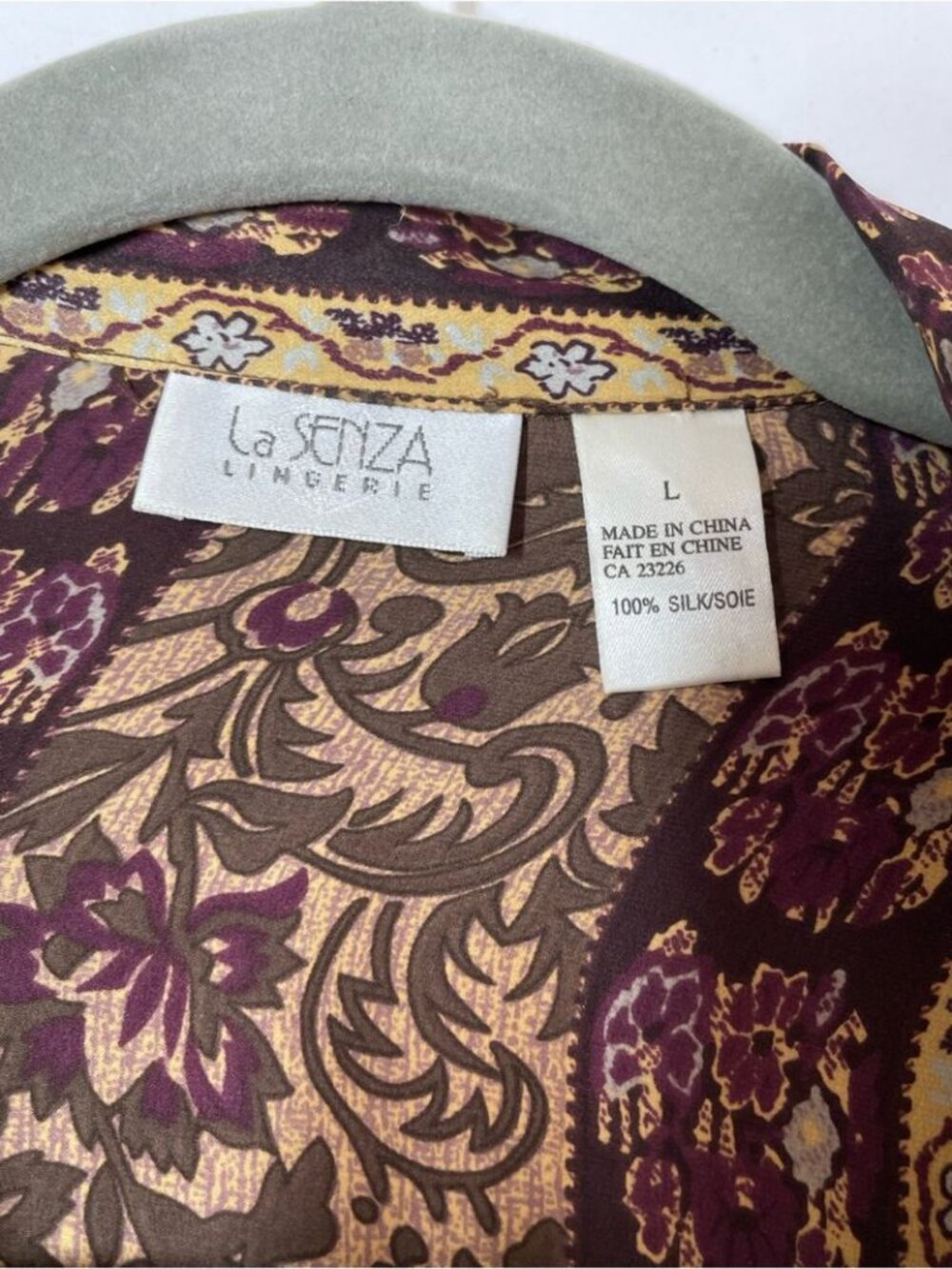 Vintage Silk La Senza Lingerie Button Up Top Large Boho Baroque Y2K Tunic - Picture 3 of 15